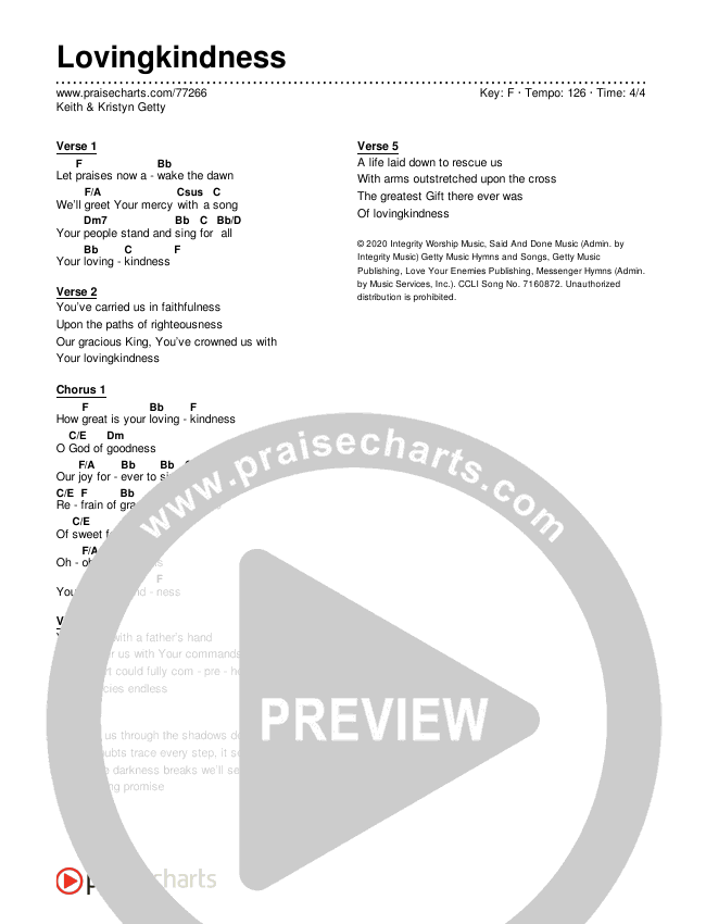 Lovingkindness Chords & Lyrics (Keith & Kristyn Getty)