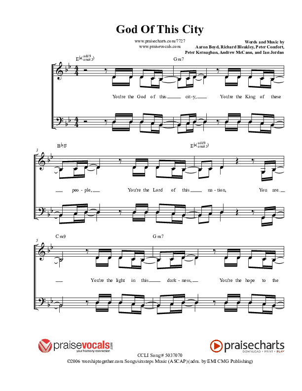 God Of This City Lead Sheet (PraiseVocals)