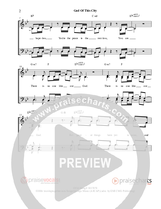God Of This City Lead Sheet (PraiseVocals)
