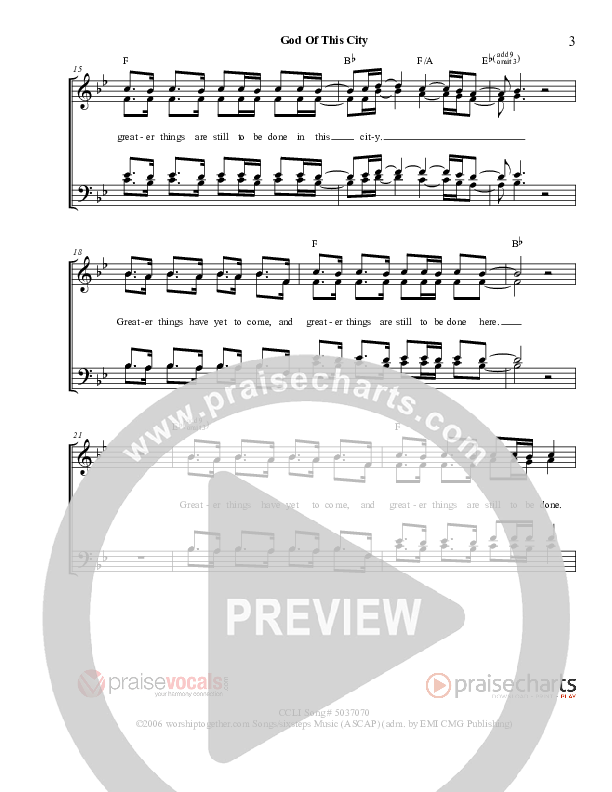 God Of This City Lead Sheet (PraiseVocals)