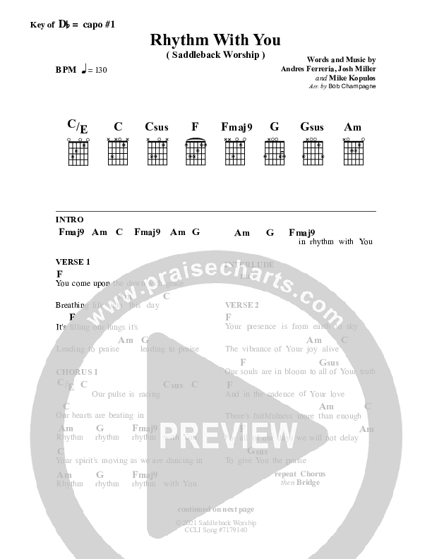 Rhythm With You Chord Chart (Saddleback Worship)