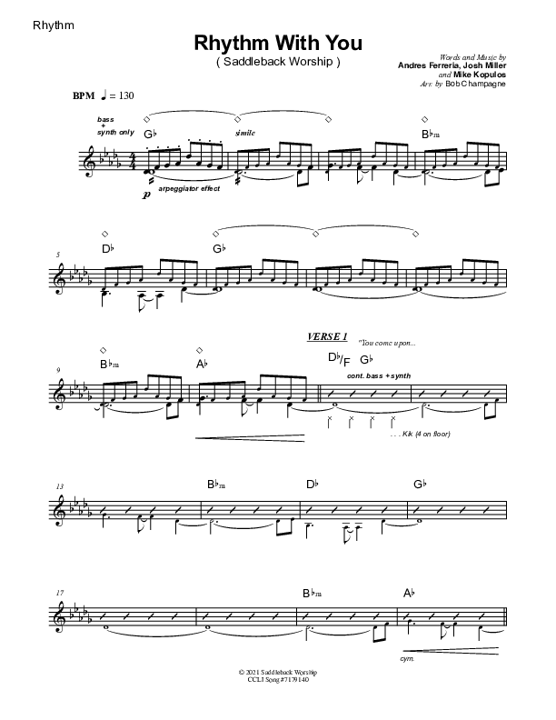 Rhythm With You Rhythm Chart (Saddleback Worship)
