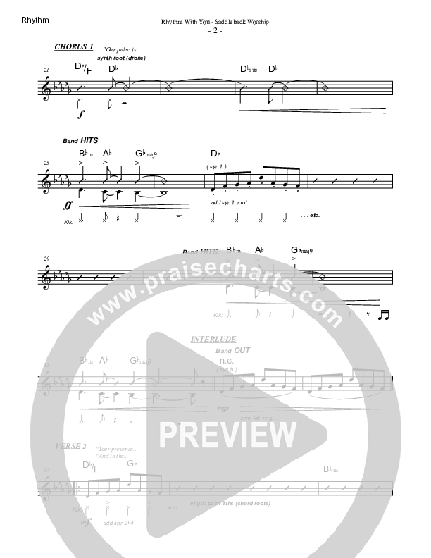 Rhythm With You Rhythm Chart (Saddleback Worship)