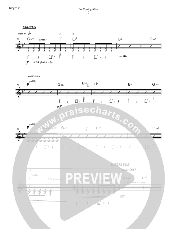 I'm Coming Alive Rhythm Chart (Saddleback Worship)