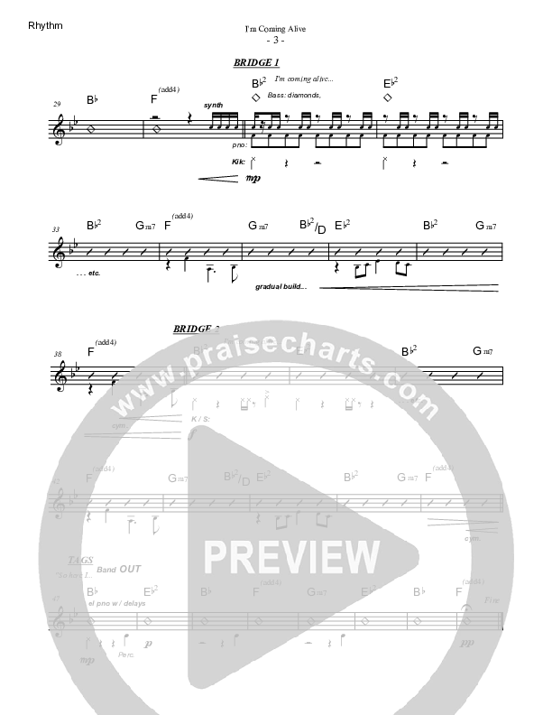 I'm Coming Alive Rhythm Chart (Saddleback Worship)