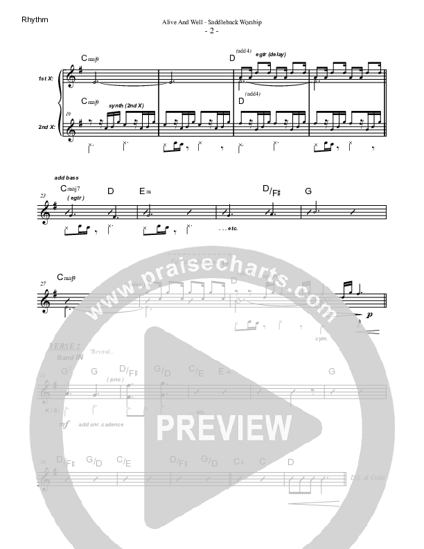 Alive & Well Rhythm Chart (Saddleback Worship)