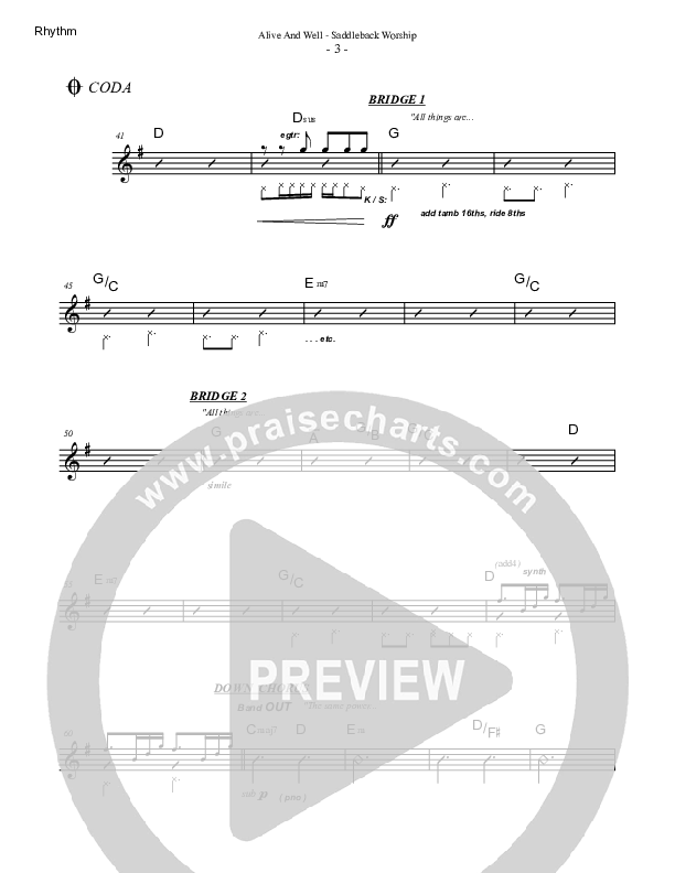 Alive & Well Rhythm Chart (Saddleback Worship)
