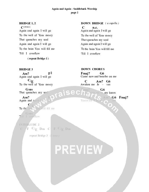 Again & Again Chord Chart (Saddleback Worship)