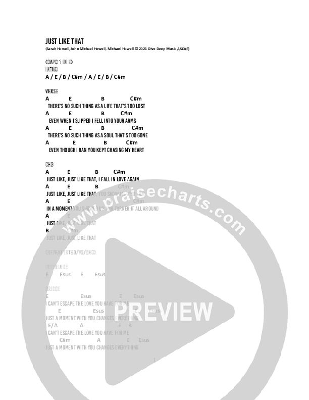 Just Like That Chord Chart (The New Sound Is Family)