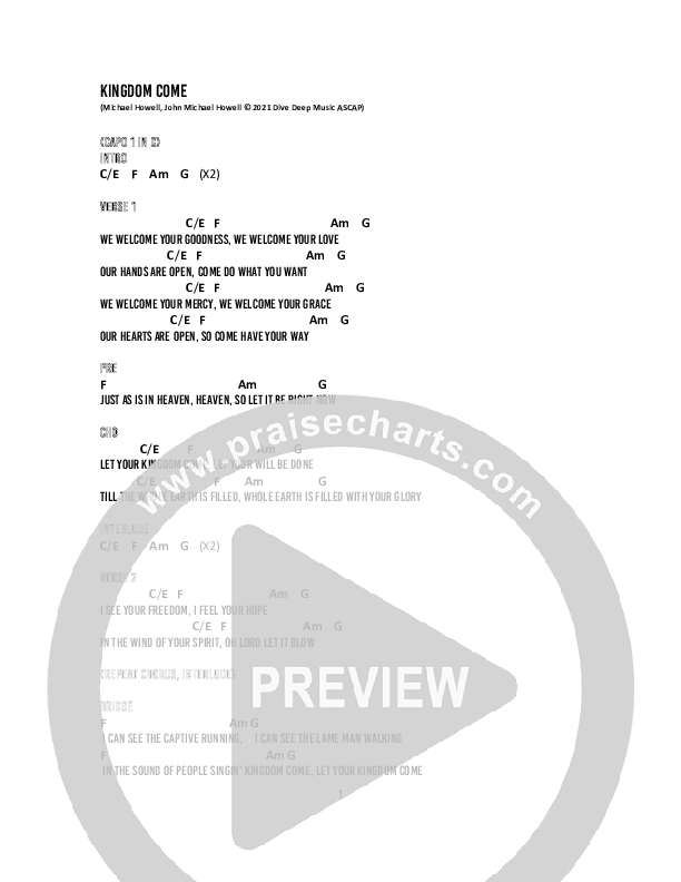 Kingdom Come Chord Chart (The New Sound Is Family)