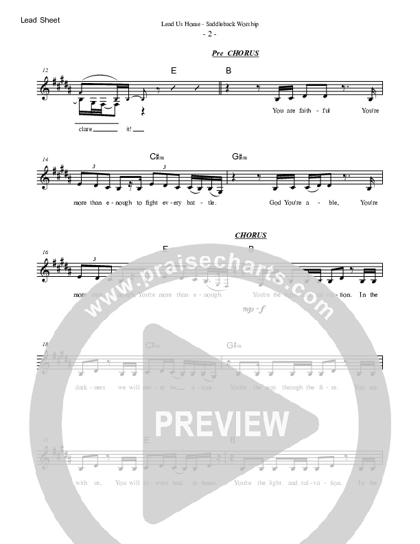 Lead Us Home Lead Sheet Melody (Saddleback Worship)