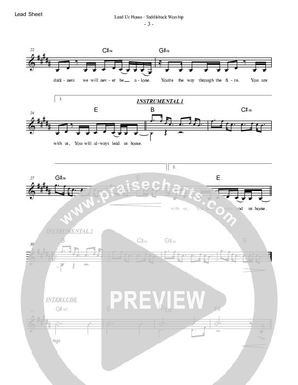 Lead Us Home Lead Sheet Melody (Saddleback Worship)