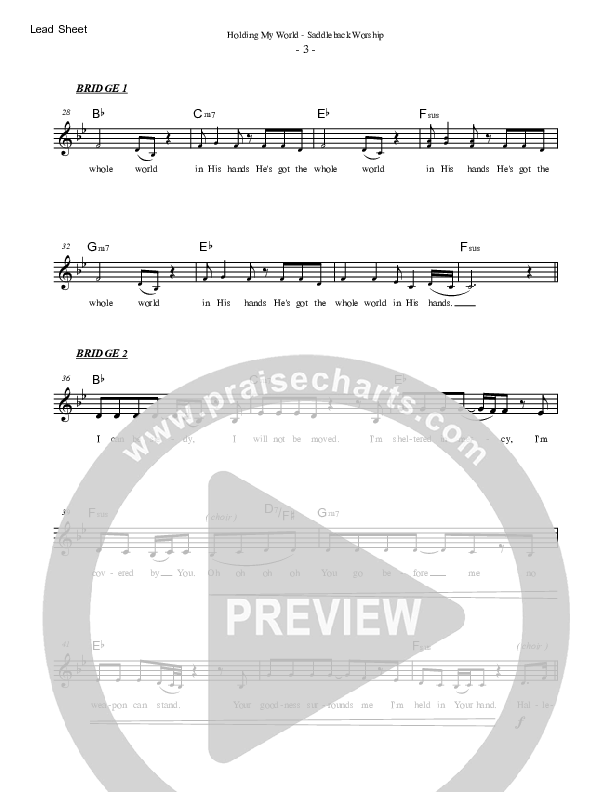 Holding My World Lead Sheet Melody (Saddleback Worship)