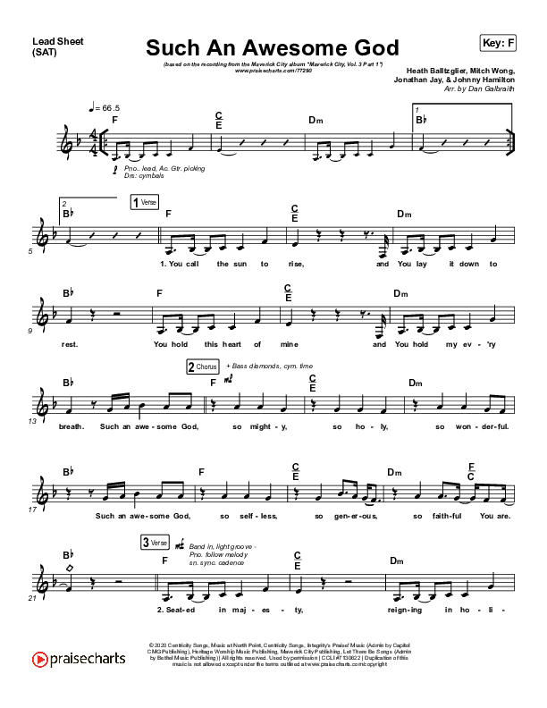 Such An Awesome God Lead Sheet (SAT) (Maverick City Music)