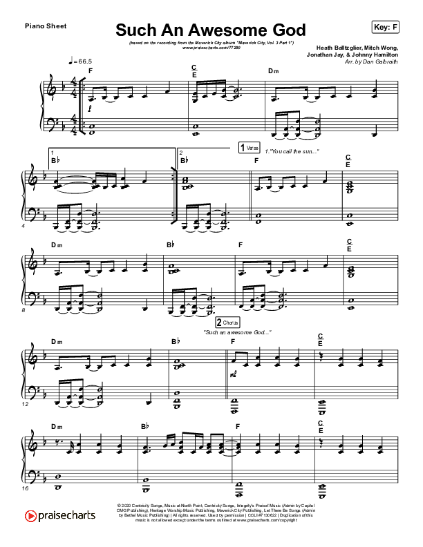 Such An Awesome God Piano Sheet (Maverick City Music)