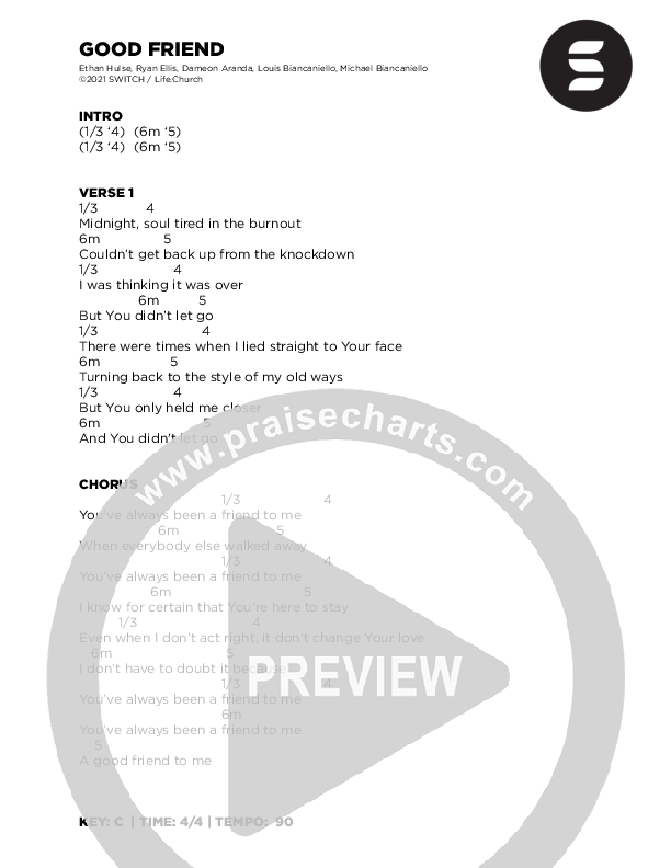 Good Friend Chord Chart (Switch)