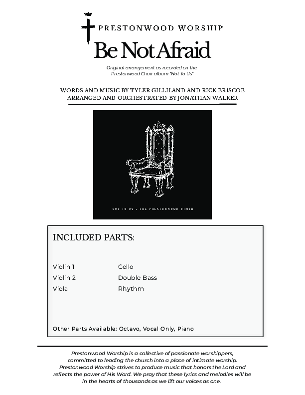 Be Not Afraid (Choral Anthem) Orchestration (Prestonwood Choir / Arr. Jonathan Walker)