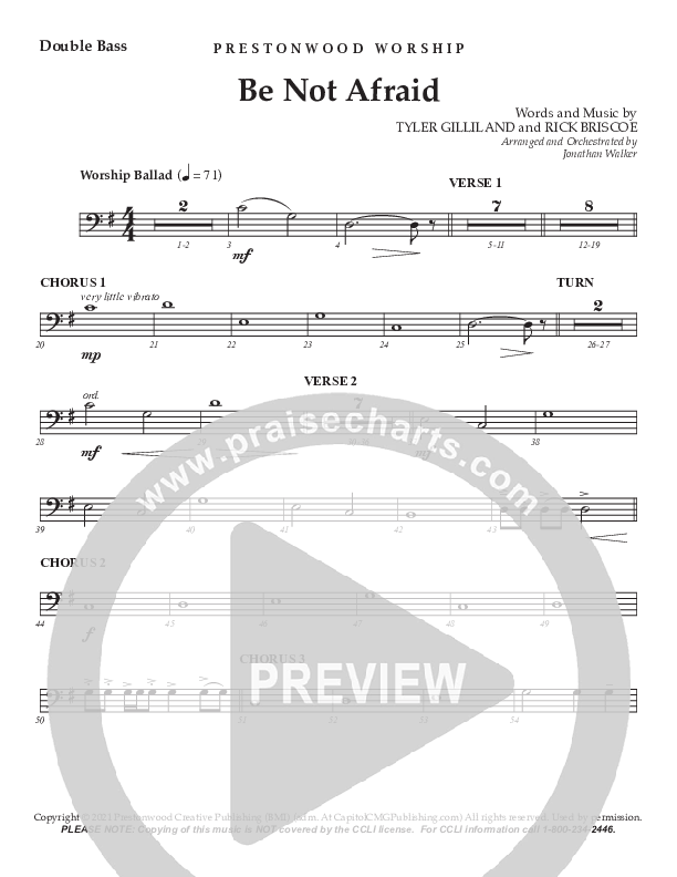 Be Not Afraid (Choral Anthem SATB) Double Bass (Prestonwood Worship / Prestonwood Choir / Arr. Jonathan Walker)