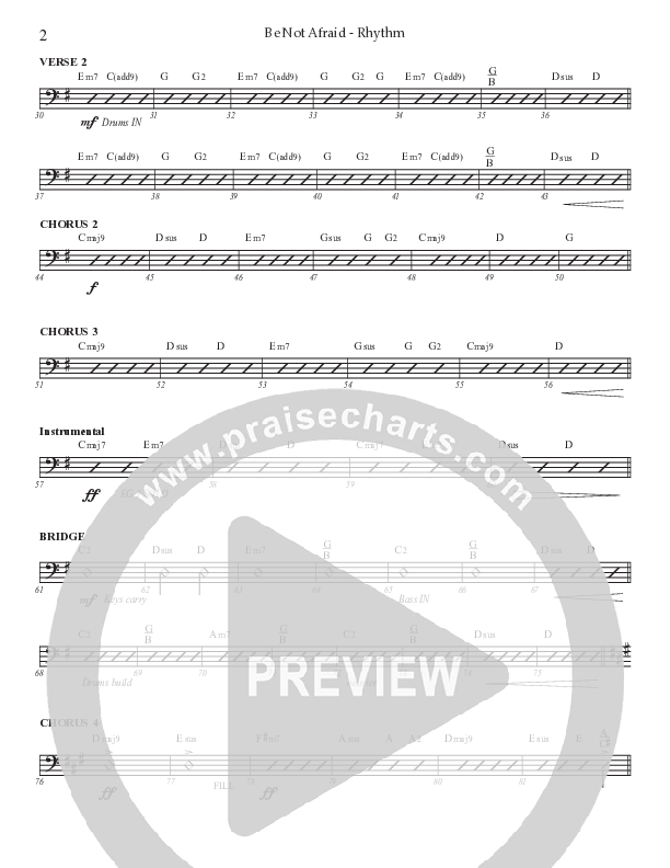 Be Not Afraid (Choral Anthem SATB) Rhythm Chart (Prestonwood Worship / Prestonwood Choir / Arr. Jonathan Walker)