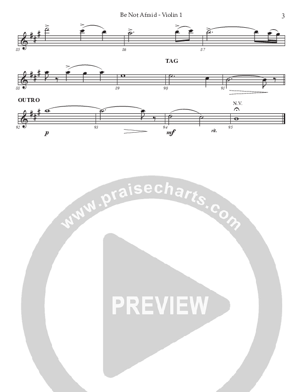 Be Not Afraid (Choral Anthem SATB) Violin 1 (Prestonwood Worship / Prestonwood Choir / Arr. Jonathan Walker)