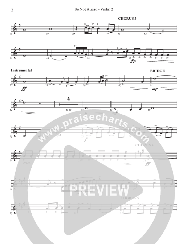 Be Not Afraid (Choral Anthem SATB) Violin 2 (Prestonwood Worship / Prestonwood Choir / Arr. Jonathan Walker)
