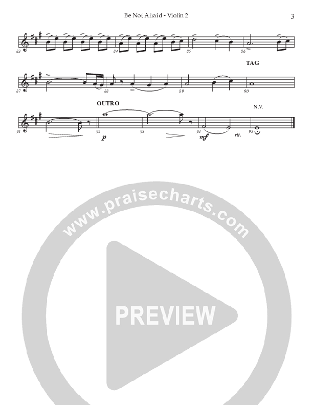 Be Not Afraid (Choral Anthem SATB) Violin 2 (Prestonwood Worship / Prestonwood Choir / Arr. Jonathan Walker)