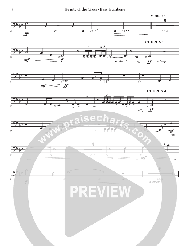 Beauty Of The Cross (Choral Anthem SATB) Bass Trombone (Prestonwood Choir / Arr. Jonathan Walker)