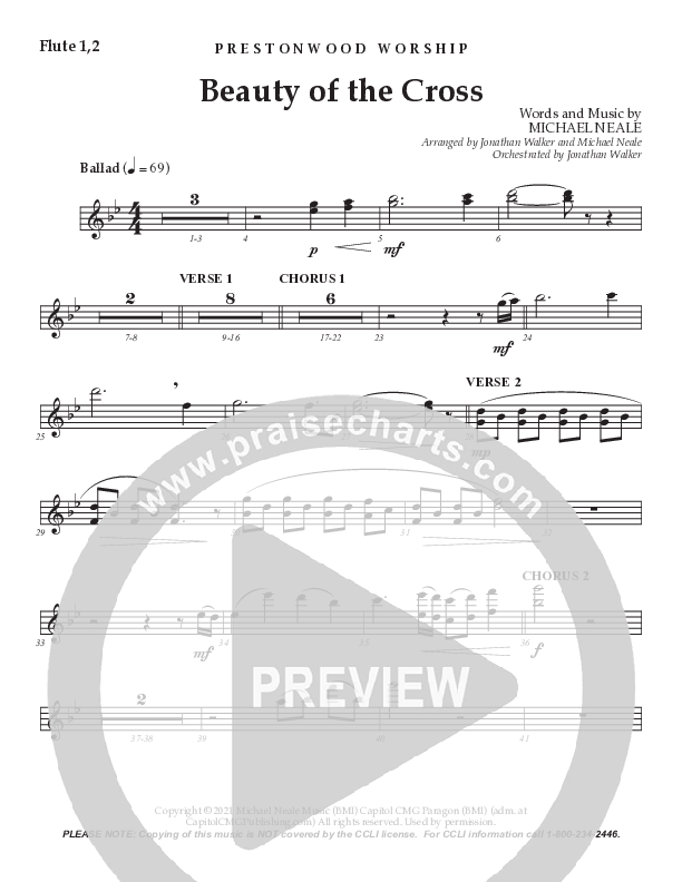 Beauty Of The Cross (Choral Anthem SATB) Flute 1/2 (Prestonwood Worship / Prestonwood Choir / Arr. Jonathan Walker)