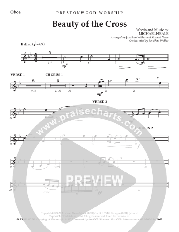 Beauty Of The Cross (Choral Anthem SATB) Oboe (Prestonwood Choir / Arr. Jonathan Walker)