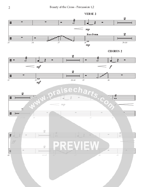 Beauty Of The Cross (Choral Anthem SATB) Percussion 1/2 (Prestonwood Choir / Arr. Jonathan Walker)