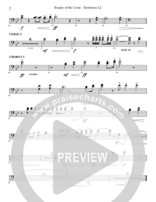 Beauty Of The Cross (Choral Anthem SATB) Trombone 1/2 (Prestonwood Choir / Prestonwood Worship / Arr. Jonathan Walker)
