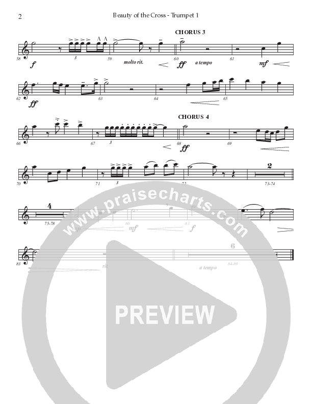 Beauty Of The Cross (Choral Anthem SATB) Trumpet 1 (Prestonwood Choir / Arr. Jonathan Walker)