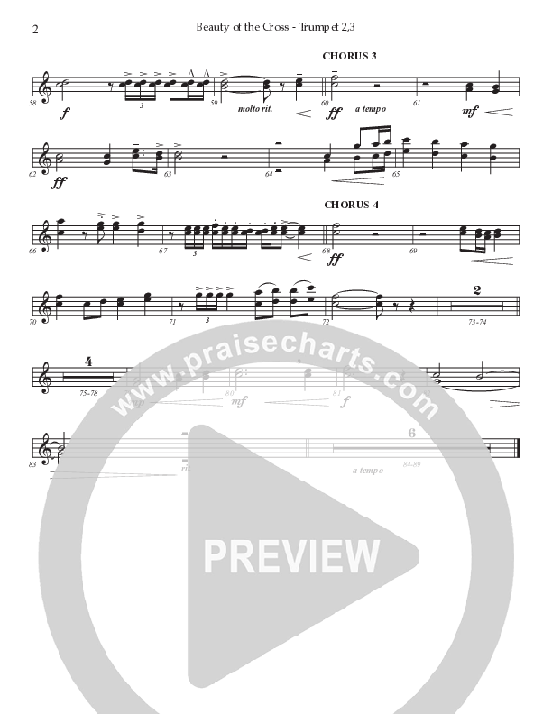 Beauty Of The Cross (Choral Anthem SATB) Trumpet 2/3 (Prestonwood Choir / Arr. Jonathan Walker)