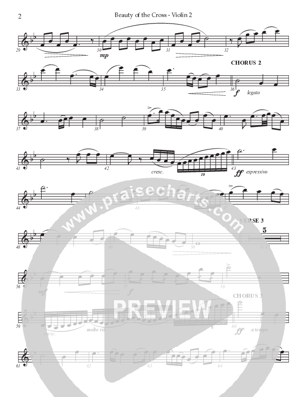 Beauty Of The Cross (Choral Anthem SATB) Violin 2 (Prestonwood Choir / Arr. Jonathan Walker)
