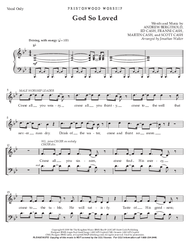 God So Loved (Choral Anthem SATB) Choir Sheet CH (Prestonwood Worship / Prestonwood Choir / Arr. Jonathan Walker)