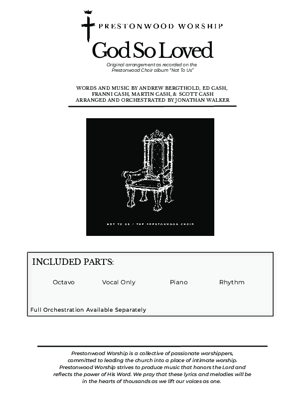 God So Loved (Choral Anthem SATB) Choral Vocal Parts (Prestonwood Choir / Arr. Jonathan Walker)