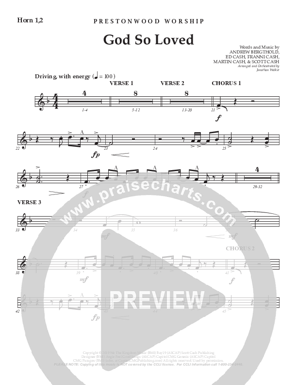 God So Loved (Choral Anthem SATB) French Horn 1/2 (Prestonwood Worship / Prestonwood Choir / Arr. Jonathan Walker)