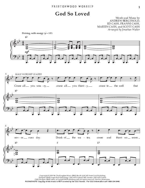 God So Loved (Choral Anthem SATB) Choral Vocal Parts (Prestonwood Choir / Arr. Jonathan Walker)