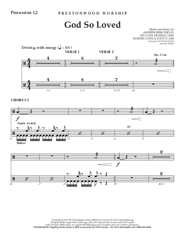 God So Loved (Choral Anthem SATB) Percussion 1/2 (Prestonwood Worship / Prestonwood Choir / Arr. Jonathan Walker)
