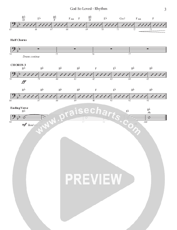 God So Loved (Choral Anthem SATB) Rhythm Chart (Prestonwood Worship / Prestonwood Choir / Arr. Jonathan Walker)