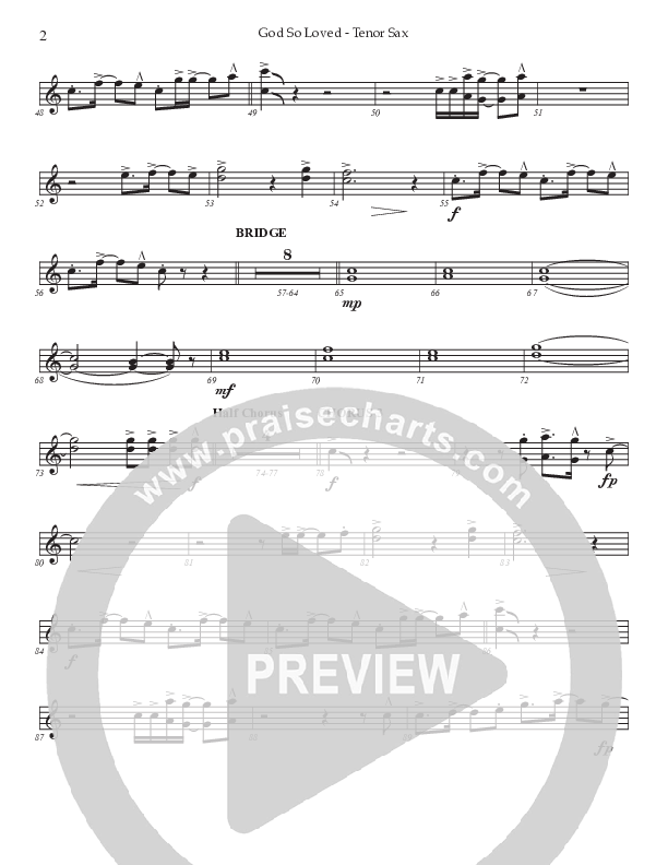 God So Loved (Choral Anthem SATB) Tenor Sax 2 (Prestonwood Worship / Prestonwood Choir / Arr. Jonathan Walker)