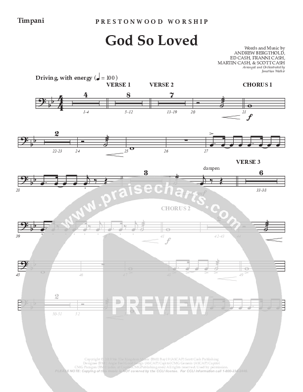 God So Loved (Choral Anthem SATB) Timpani (Prestonwood Worship / Prestonwood Choir / Arr. Jonathan Walker)