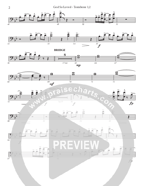 God So Loved (Choral Anthem SATB) Trombone 1/2 (Prestonwood Worship / Prestonwood Choir / Arr. Jonathan Walker)