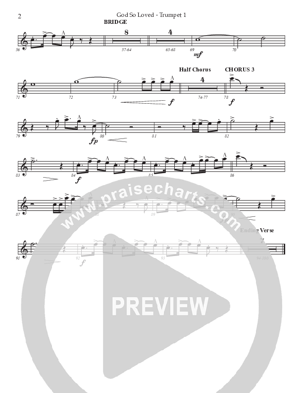 God So Loved (Choral Anthem SATB) Trumpet 1 (Prestonwood Worship / Prestonwood Choir / Arr. Jonathan Walker)