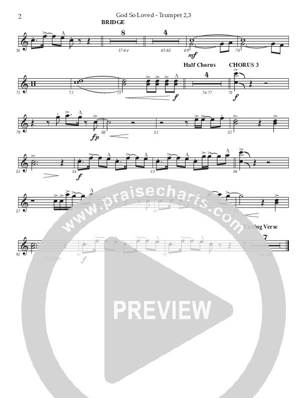 God So Loved (Choral Anthem SATB) Trumpet 2/3 (Prestonwood Worship / Prestonwood Choir / Arr. Jonathan Walker)