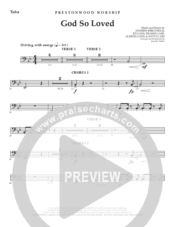 God So Loved (Choral Anthem SATB) Tuba (Prestonwood Worship / Prestonwood Choir / Arr. Jonathan Walker)