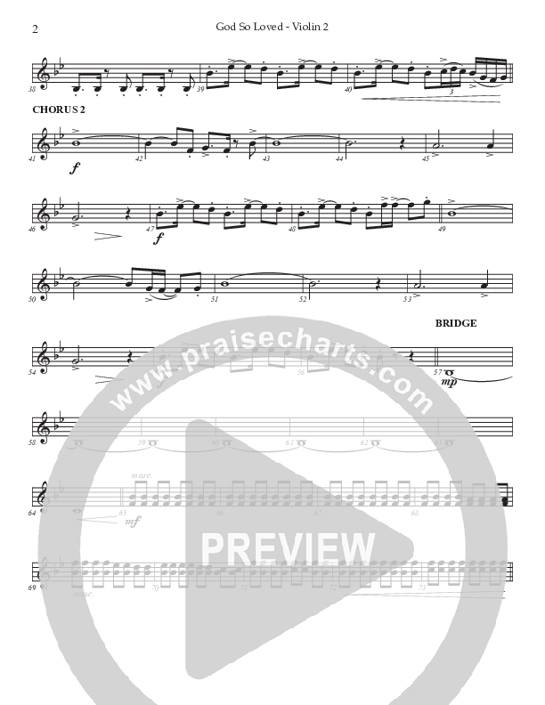 God So Loved (Choral Anthem SATB) Violin 2 (Prestonwood Worship / Prestonwood Choir / Arr. Jonathan Walker)