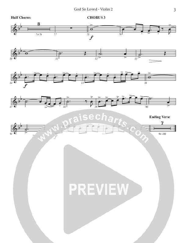 God So Loved (Choral Anthem SATB) Violin 2 (Prestonwood Worship / Prestonwood Choir / Arr. Jonathan Walker)