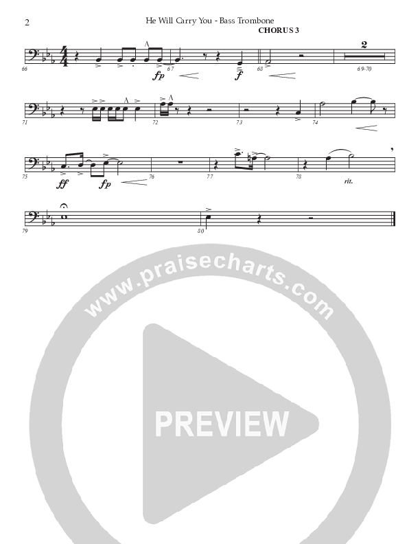 He Will Carry You (Choral Anthem SATB) Bass Trombone (Prestonwood Worship / Prestonwood Choir / Arr. Jonathan Walker)