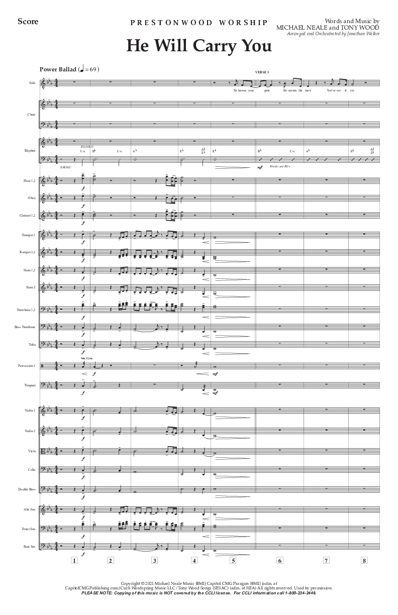 He Will Carry You (Choral Anthem SATB) Orchestration (Prestonwood Worship / Prestonwood Choir / Arr. Jonathan Walker)